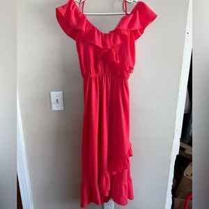 Ruffled Coral Maxi Dress